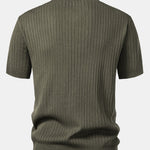 Stripe V Neck Knit Polo Shirt