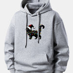 Christmas Colorful Light Black Cat Print Relax Fit Hoodie
