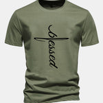 Regular Fit Blessed Print Cotton T-Shirt