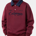 Relax Fit California Print Contrast Polo Sweatshirt