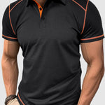Men's half-button color-blocking casual lapel short-sleeved polo