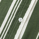 Men's Cotton Linen Stripe Short Sleeve Shirt