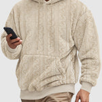 Men's Hooded Jacquard Teddy Fleece Sports Casual Sweatshirt