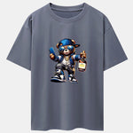 Hip Hop Bear Print Drop Shoulder Oversize T-Shirt