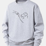 Dog Line Drawing Print Relax Fit Sweatshirt