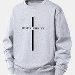 Jesus Christ Stripe Print Relax Fit Sweatshirt