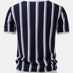 Striped Zip Up Knit Polo