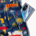 Palm Tree Color Block Print Swim Shorts
