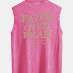 Faith Over Fear Back Print Washed Distressed Tank Top