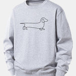 Line Dachshund Print Relax Fit Sweatshirt
