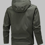 Men's solid color stylish double pocket zipper hooded jacket