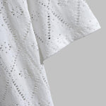 Men's knitted hollow jacquard casual round neck T-shirt