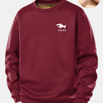 Shark Print Teddy Fleece Lined Sweatshirt