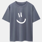 Smiley Face Print Drop Shoulder Oversize T-Shirt