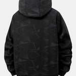 Teddy Lined Geometric Print Zipper Hoodie