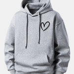 Heart Print Relax Fit Hoodie