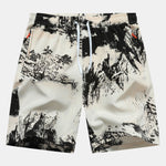 Ink Print Zipper Pocket Shorts