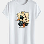 Dice Playing Cards Print Cotton Arc Hem T-Shirt