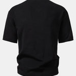 Drop Shoulder Knitted V Neck T-Shirt