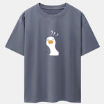 Doubtful Goose Print Drop Shoulder Oversize T-Shirt