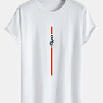 Stripe Paris Print Cotton Arc Hem T-Shirt