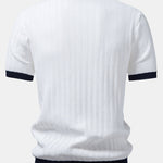 Contrast Textured Johnny Collar Knit Polo & Slim Fit Tapered Trousers