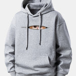 Zipper Cat Print Relax Fit Hoodie