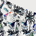 Palm Tree Sailboat Print Swim Shorts