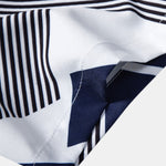 Color Block Geometry Print Button Up Shirt & Wrinkle Textured Straight Leg Pants