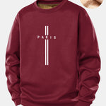 Paris Stripe Print Teddy Fleece Lined Sweatshirt