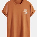 Regular Fit Palm Tree Surfboard Print Cotton T-Shirt