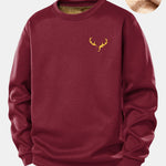Reindeer Print Teddy Fleece Lined Sweatshirt