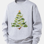Dinosaur Christmas Tree Print Relax Fit Sweatshirt