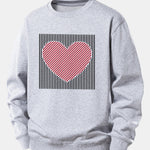 Striped Heart Print Relax Fit Sweatshirt