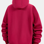Teddy Lined Zipper Kangaroo Pocket Hoodie
