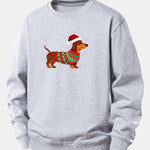 Christmas Dachshund Print Relax Fit Sweatshirt
