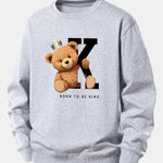 Crown King Bear Print Relax Fit Sweatshirt