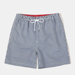 Island Sailing Print Button Up Shirt & Vertical Striped Drawstring Swim Shorts