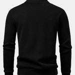Long Sleeve Pineapple Textured Knit Polo Shirt