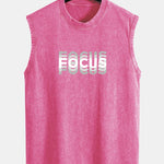 Focus Print Washed Distressed Tank Top
