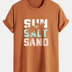 Regular Fit Sun Sand Palm Tree Print Cotton T-Shirt