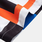 Striped Color Block Print Button Up Shirt