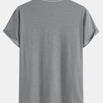 2-in-1 Notched Collar Contrast Stitching T-Shirt