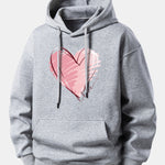 Doodle Heart Print Relax Fit Hoodie