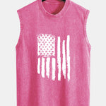 American Flag Print Washed Distressed Tank Top