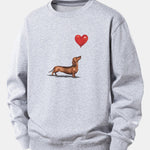 Heart-shaped Balloon Dachshund Print Relax Fit Sweatshirt