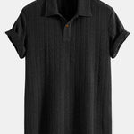 Short Sleeve Jacquard Polo & Straight Leg Ribbed Pants