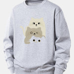 Three Cats Print Relax Fit Sweatshirt