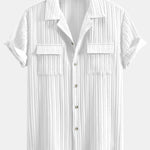 Textured Cuban Collar Pocket Shirt
