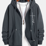 Faith Print Relax Fit Zip Hoodie